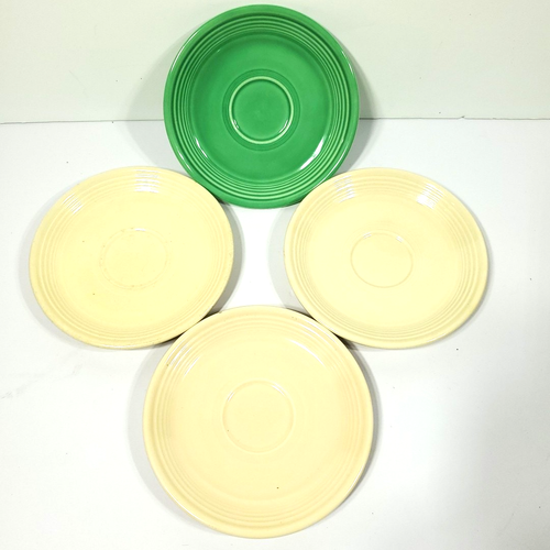 Lote de 3 platos platillos Homer Laughlin fiestaware de 5 7/8" verde fiesta 1 x marfil EE. UU. - Imagen 1 de 4