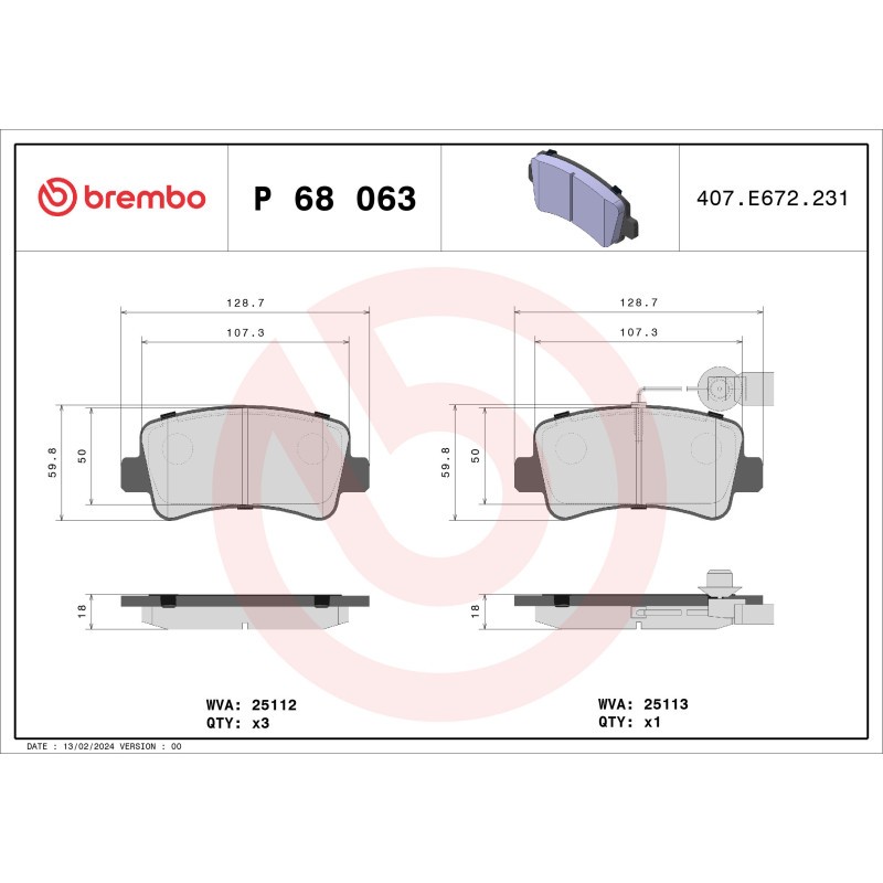 BREMBO P 68 063 Bremsbeläge Hinten für Movano Master NV400 Interstar - Bild 5