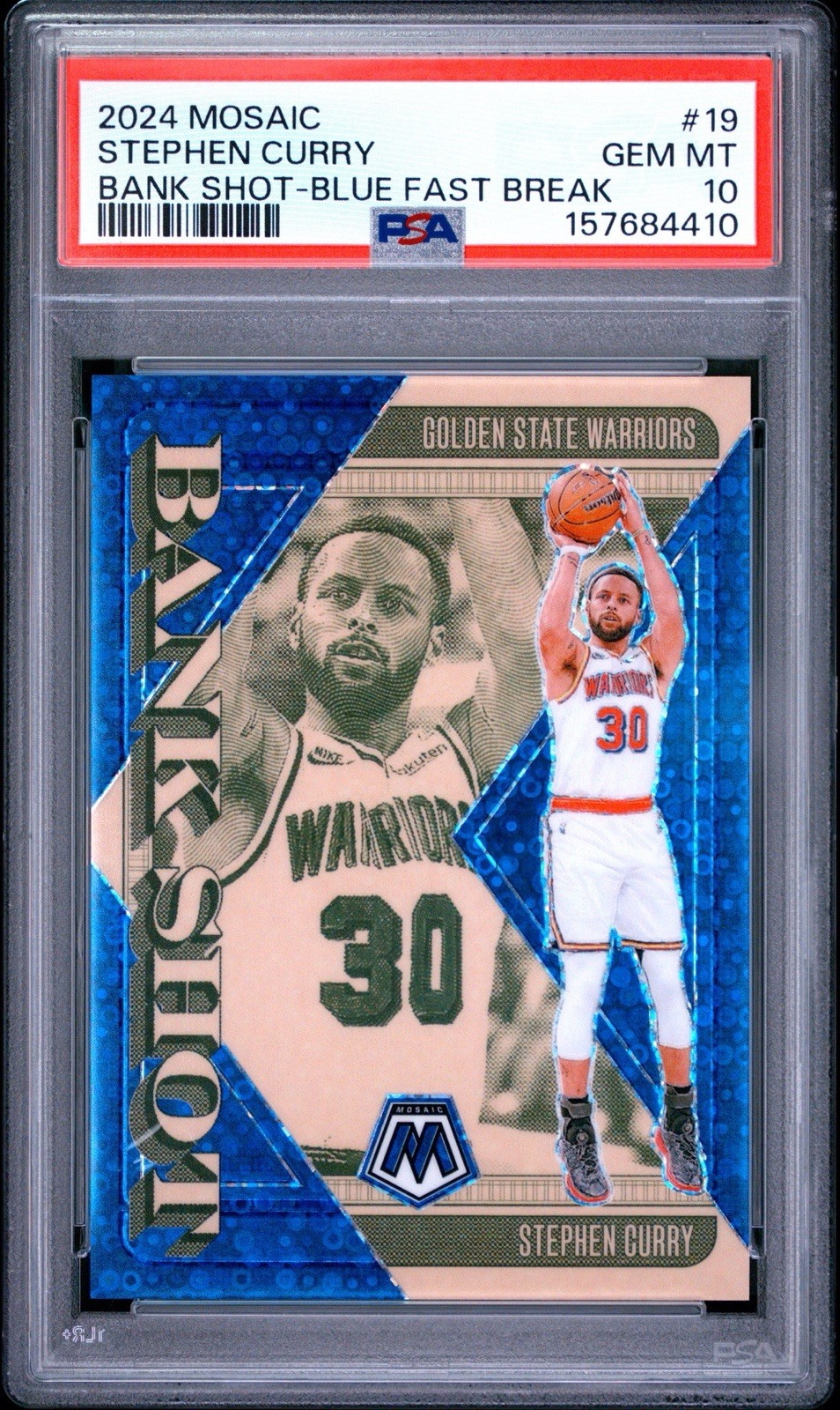 2024 Mosaic Stephen Curry - Bank Shot - Blue Fast Break - PSA 10 - /85 view 1