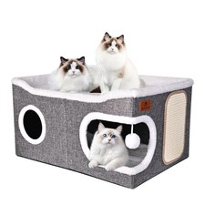 Extra Large Cat Beds for Indoor Cats, Covered Cat Cave Beds  Furniture with ...