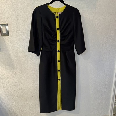 Roksanda Ilincic Color Block Lime Green Midi Dress US 6 / UK 10