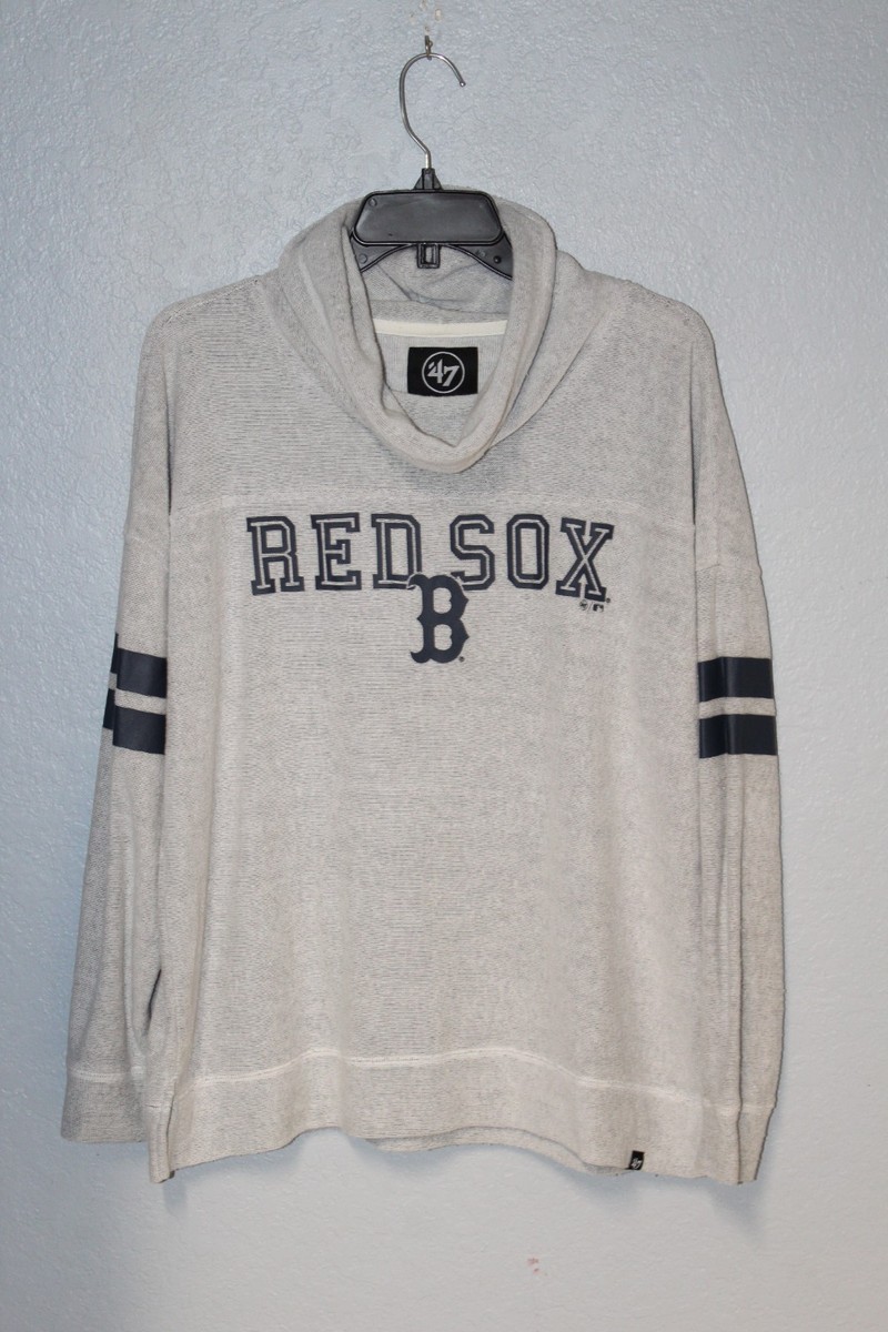 47 Brand MLB Boston Red Sox Cowl Neck Sweater Women LARGE Gray Sweatshirt