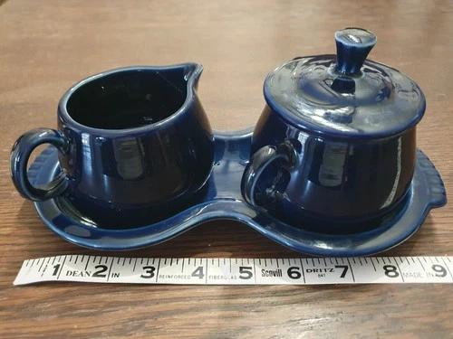 Fiestaware Colbalt Blue Cream And Sugar Set, HLC Perfect Condition!