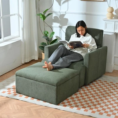 400lb Oversized Accent Chair Lounge Sofa Wide Armchair Storage Ottoman Pillow - Image 1 of 4