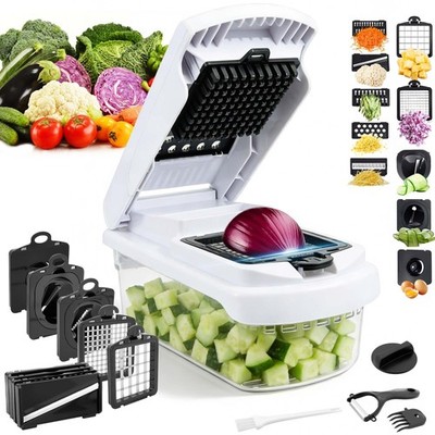 18-in-1 Vegetable Chopper Mandoline Slicer for Large 18 in 1, White + Black 