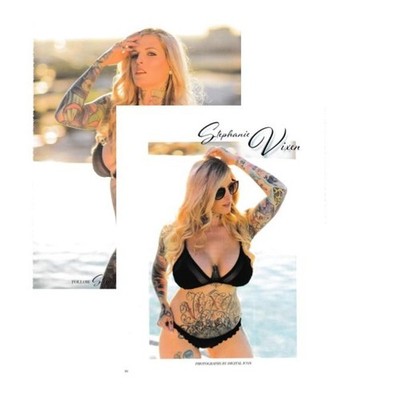 Lot of 2 Pin-up Tattoo Magazine Page Photo Stephanie Vixen