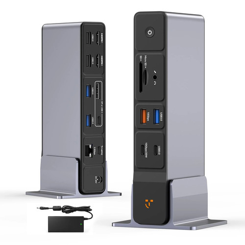 TobenONE Laptop Docking Station 3 Monitors, 8 USB Ports, 150W Adapter