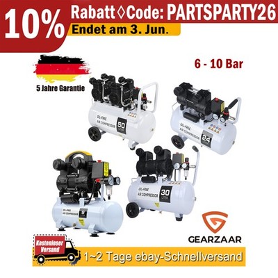 Flüsterkompressor Druckluft Kompressor 9L 24L 30L 50L Pro 10bar 230V 2800 U/min