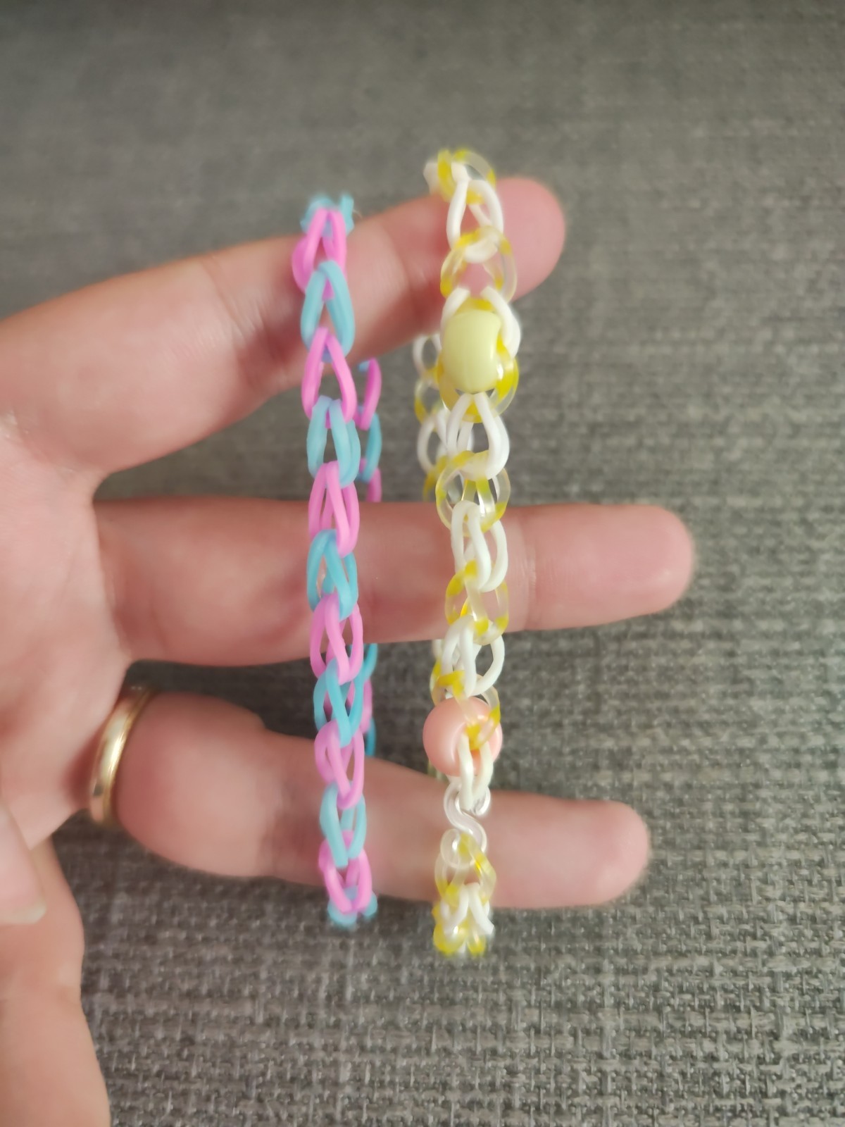 Loom Band Beaded Bracelet Set of 2 Handmade Colorful Stretchy Bands