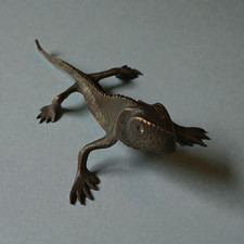 Antique Benin Bronze Lizard Figurine West African Lost Wax Casting Tribal Art