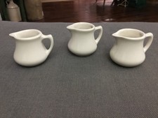 3 VINTAGE OFF WHITE STONEWARE CREAMERS RESTAURANT WARE