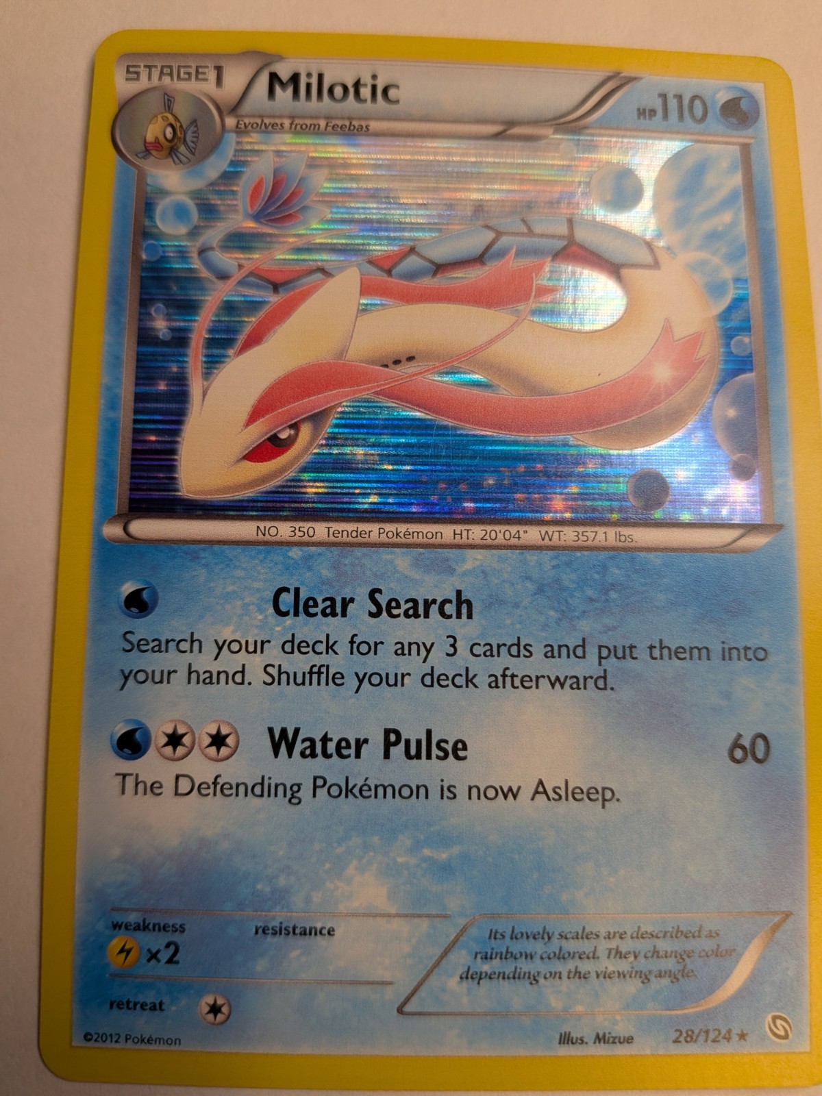 Milotic 28/124 Holo Rare Dragons Exalted Pokemon Reverse Holo