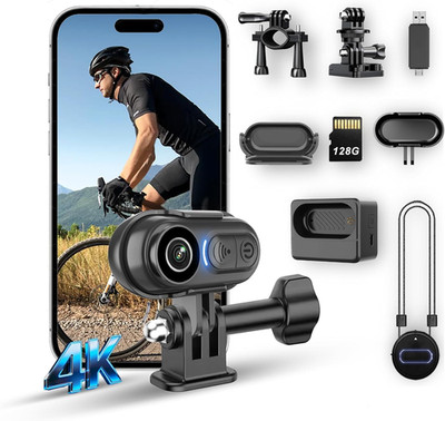 4K Mini Body Camera - Thumb Sports Action Cam 128GB with Audio, Wearable Hands-F