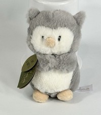 Small Eco Ebba 6" Owlet Plush Rattle Gray White Baby Toy Lovey Stuffed Animal