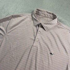 Vineyard Vines Men's On The Go Sankaty Polo Shirt Orange Blue Striped Sz Large