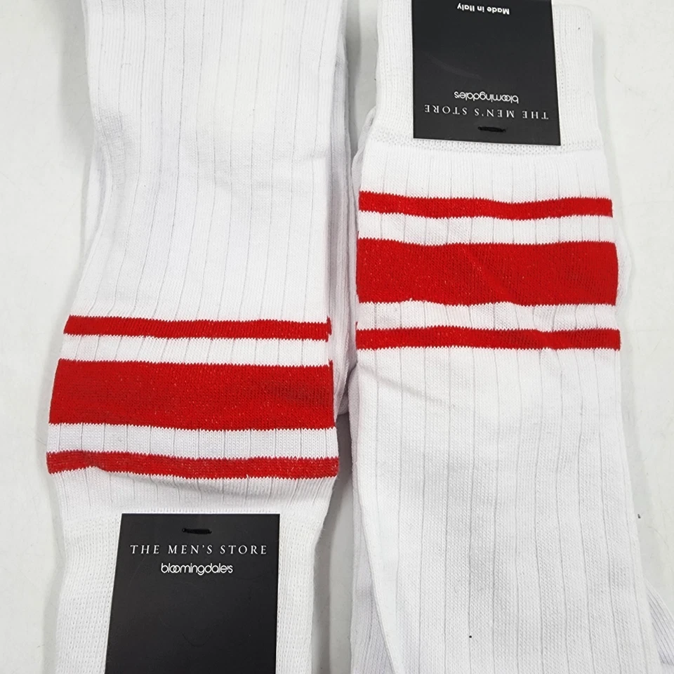 Calcetines tubo a rayas The Men's Store at Bloomingdale's 10-13 rojo fuego longitud doble Foto 4 de 4