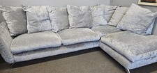 Grey Brush Velvet Corner Sofa - Professionally Cleaned - Local Delivery Possible