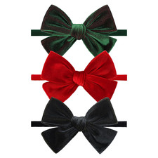 3PCS 4    Christmas Headbands Red Hair Bow for Baby Girls Green Velvet Bows Black