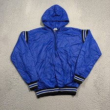 VINTAGE Russell Track Jacket Men Large Windbreaker Hoodie Blue Black 1/4 Zip