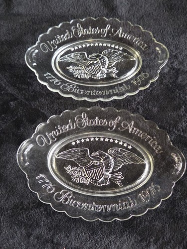 Lot Of 2 1976 Avon Bicentennial Commemorative Oval Glass Dishes- Perfect