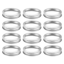 12Pcs Canning Rings Regular Mouth 86mm Metal Canning Jar Rings for Silver