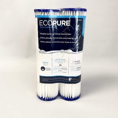 2-Pack EcoPure Universal Fit Pleated Replacement Water Filter EPW2P