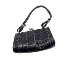 Vintage Blue Faux Crocodile Mini Handbag Silver Kiss Lock Coin Purse 4