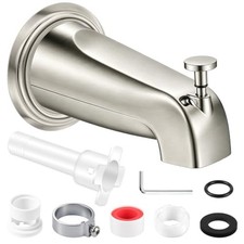 Universal Tub Spout with Diverter, Metal Cover Adapters, Brushed Nickel