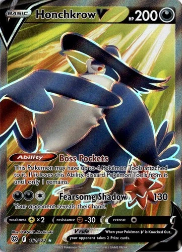 Honchkrow V (Full Art) Holo Ultra Rare SWSH09: Brilliant Stars 161/172 NM