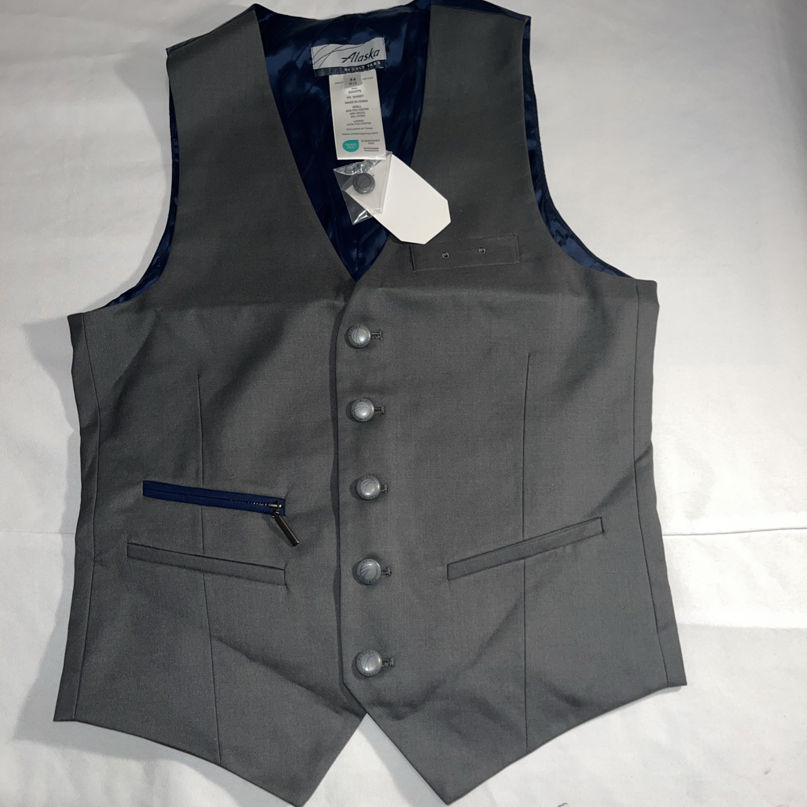 New Gilberto Men&rsquo;s Charcoal Five Button Suit Vest  Fit Cas