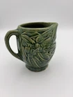 McCoy Pottery Ceramic Pitcher Creamer Bird Berries Green Teal Vintage Farmhouse