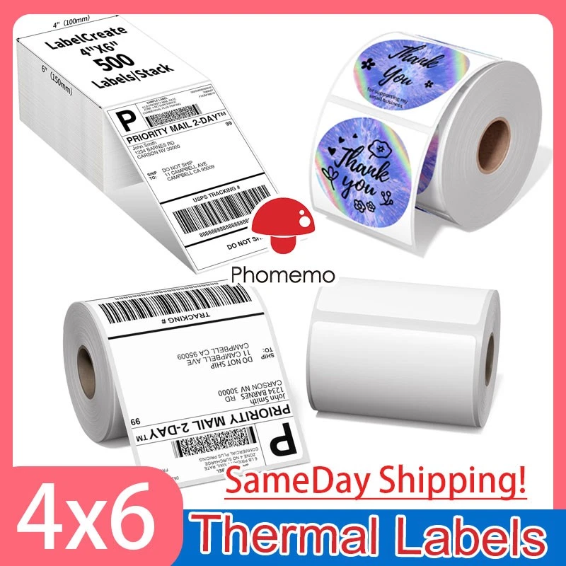 500/1000PCS VRETTI MUNBYN Phomemo 4x6 Direct Thermal Shipping Label LOT - Image 1 of 4