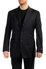 Canali Men's Blue Striped 100% Wool Two Button Sport Coat Blazer US 40 IT 50