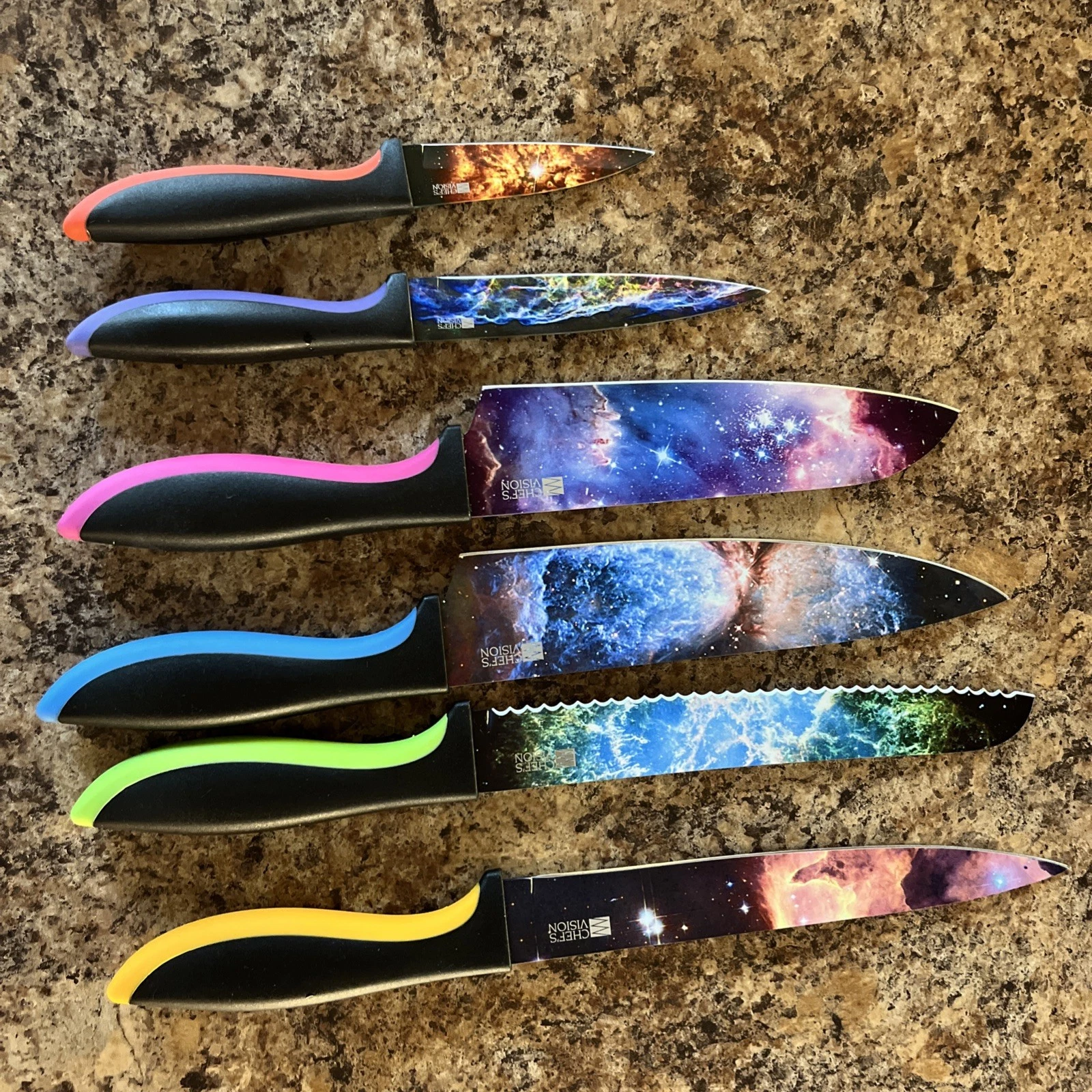 Chef's Vision 6-Piece Space Series Kitchen Knife Set - Unique Lightly Used