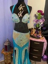 Professional Egyptian Designed Costume - Light Blue with AB Crystals