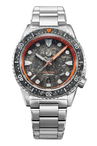 NEW & STICKERED! Zelos Great White 43 TI 'Carbon' - 300m Automatic Divers Watch