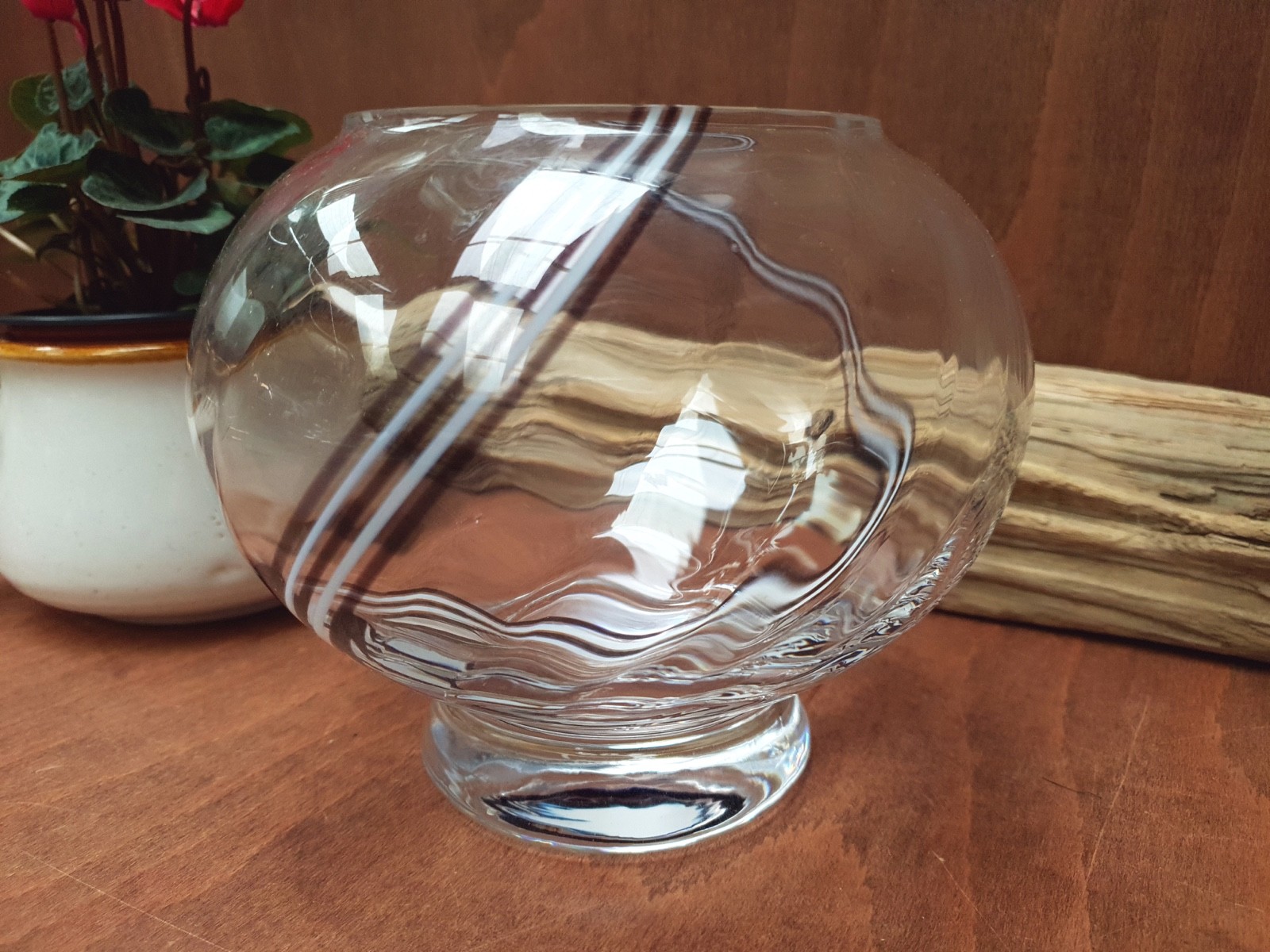 Caithness large, Crystal Glass Footed Bowl / Vase Swirl VGC eBay