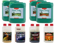 Kit de nutrientes Canna Aqua Vega y Aqua Flores 5L 1 litro Boost Pk Cannazym Rhizo