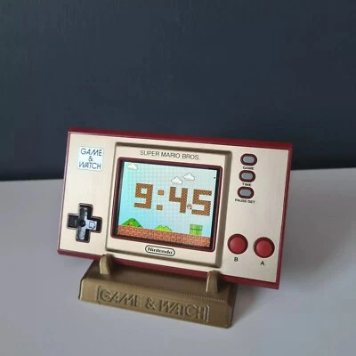 Nintendo GAME & WATCH Super Mario Bros 35th Anniversary DISPLAY STAND in Gold
