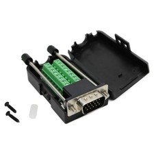 D-sub DB15 Breakout Board Connector with Case 3-row Male Portwith Thumb Screws