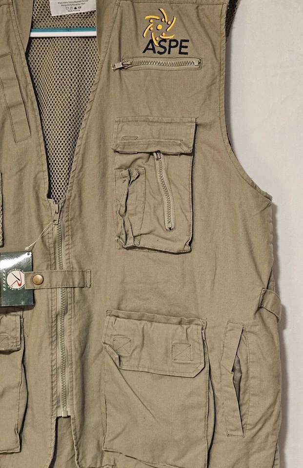 Fishing Vest Men's Large Canvas Rothco Outback Outdoor Hunting Utility Khaki - Image 3 of 4