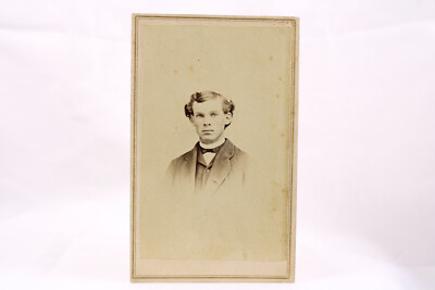 E.L. Mowry CDV Photo Goshen IN CWE Man Gent Tidy Hair Wild Curls