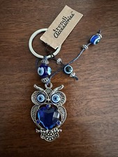 New Owl Keychain Blue Crystal Silver Trendi Accessories