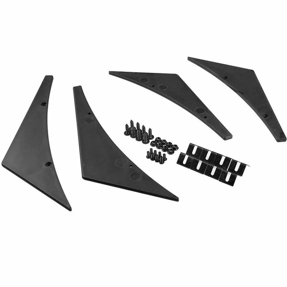 Difusor labial parachoques delantero negro 4 piezas Canards divisor ajuste universal coche camión Foto 2 de 4