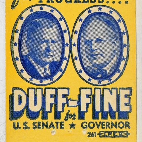 1950 James H Duff US Senator John S Fine Governor Lloyd Wood William S Livengood