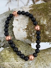 Cuentas de shungita con pulsera de cobre genuino protección EMF curación