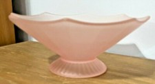 Vintage Pink Frosted Depression 8-sided Dish with Pedestal