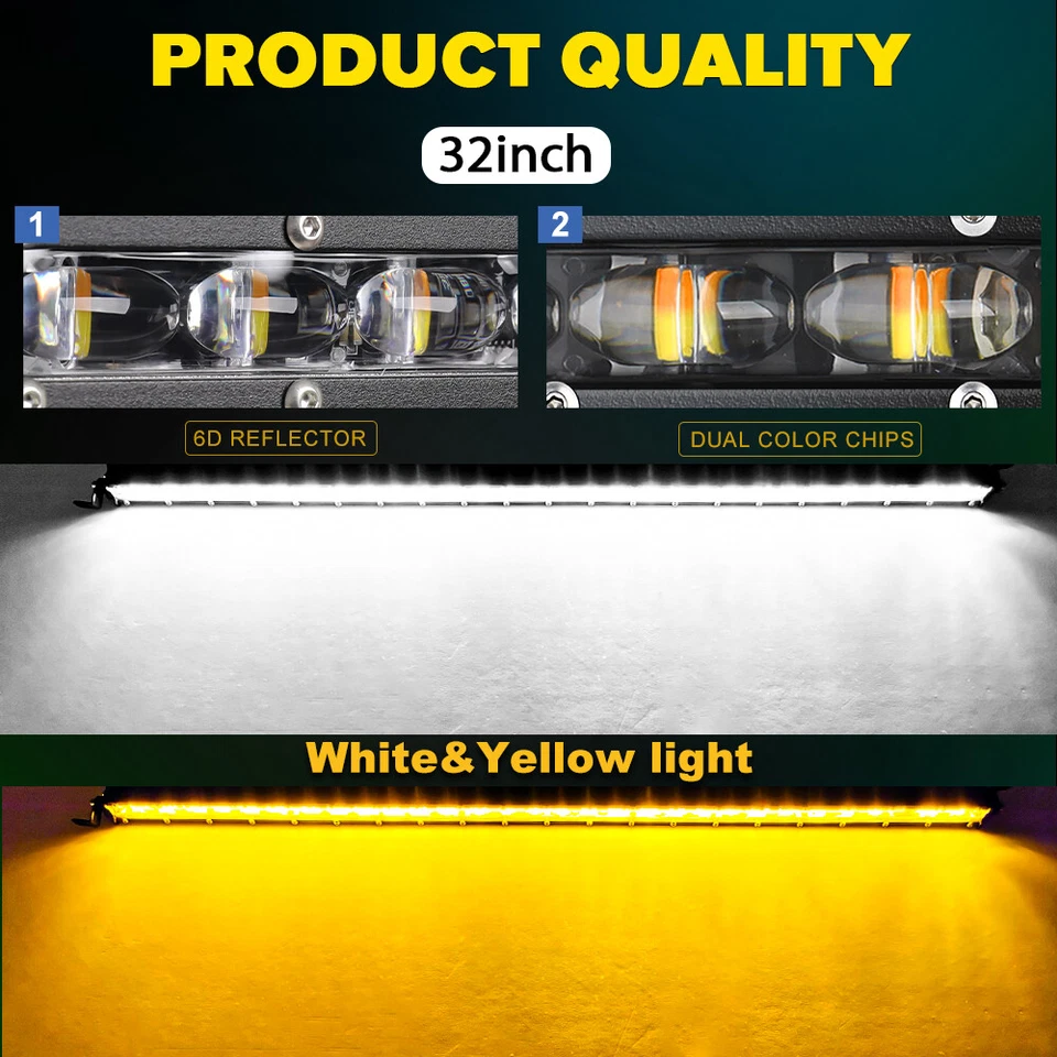 Parachoques de rejilla oculta delgado 32"/30" barra de luz LED estroboscópica + cableado para Toyota Tacoma Foto 2 de 4