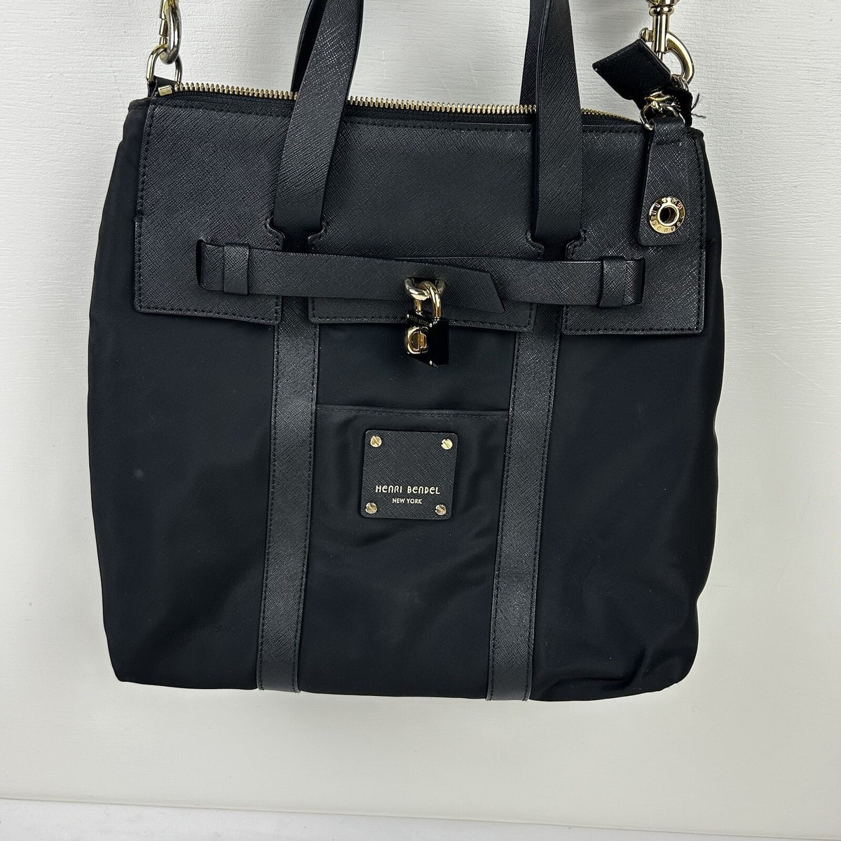 Henri Bendel Black Nylon Jetsetter Convertible Backpack 
