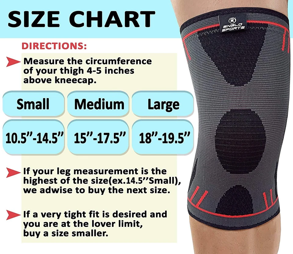KNEE Compression Sleeve Supports Movements Arthritis Pain Crossfit Gym SPORTING - Image 4 of 4